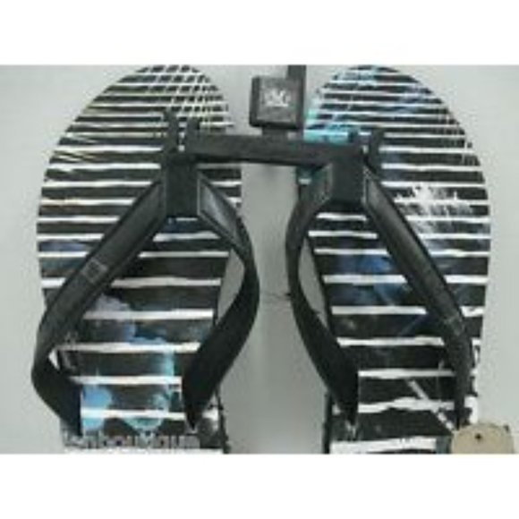 MICROS Mens Flip Flops Thong Sandal MZSD-353 Black/White Size 9 New - Picture 2 of 10